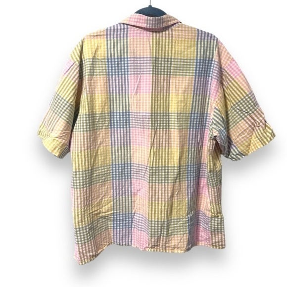 Vintage Timber Creek Pastel Plaid Short Sleeve Button Up Top Mens Size XL Spring - Picture 2 of 16